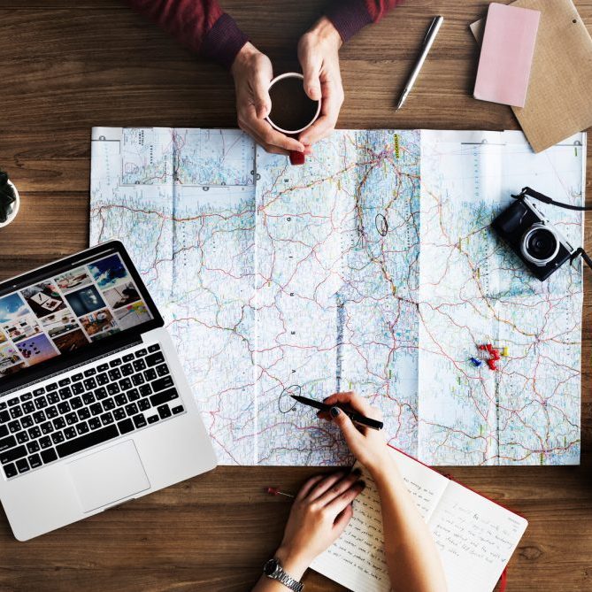 Travel, map, camera Travel, map, camera